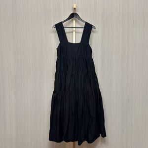 Anthropologie Helena Square-Neck Smocked Tiered Midi Dress | Black | Women's M